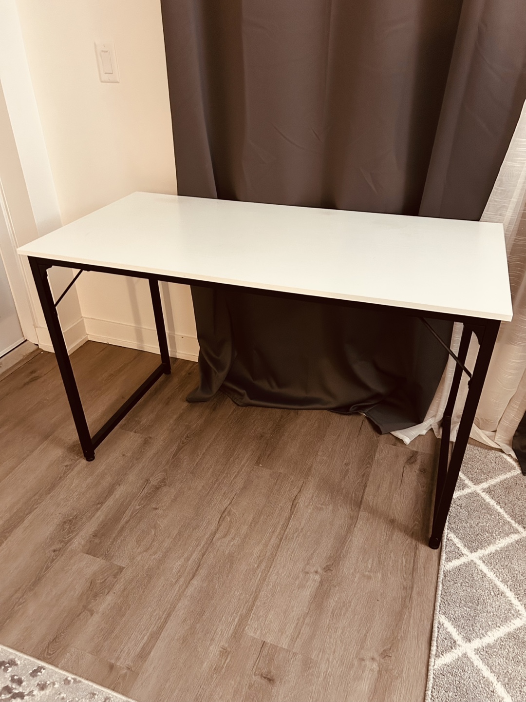 White Computer Desk with Black Metal Frame