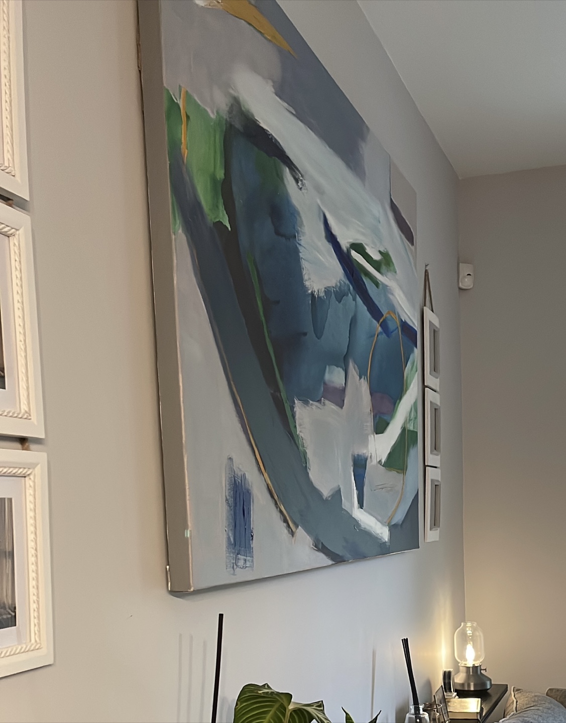 Large Abstract Canvas Painting - Blues, Greens & Golds - photo 2