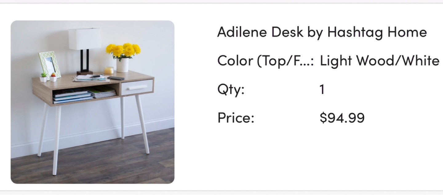 Home Adilene Desk - Light Wood/White - photo 4