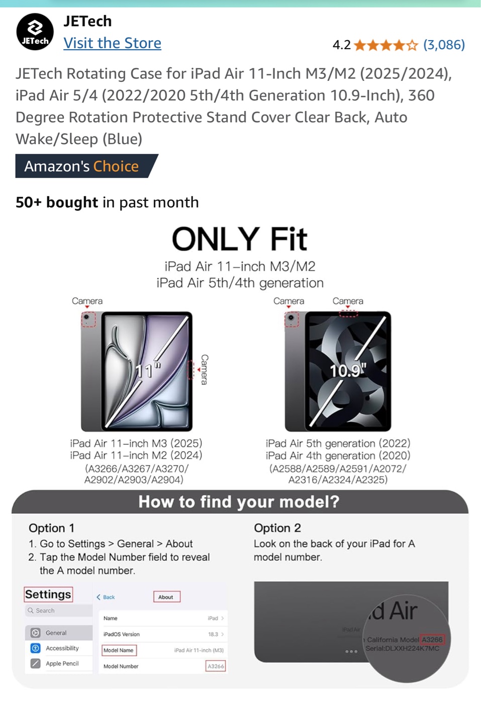 JETech Rotating Case for iPad Air 11-inch M3/M2 - photo 2