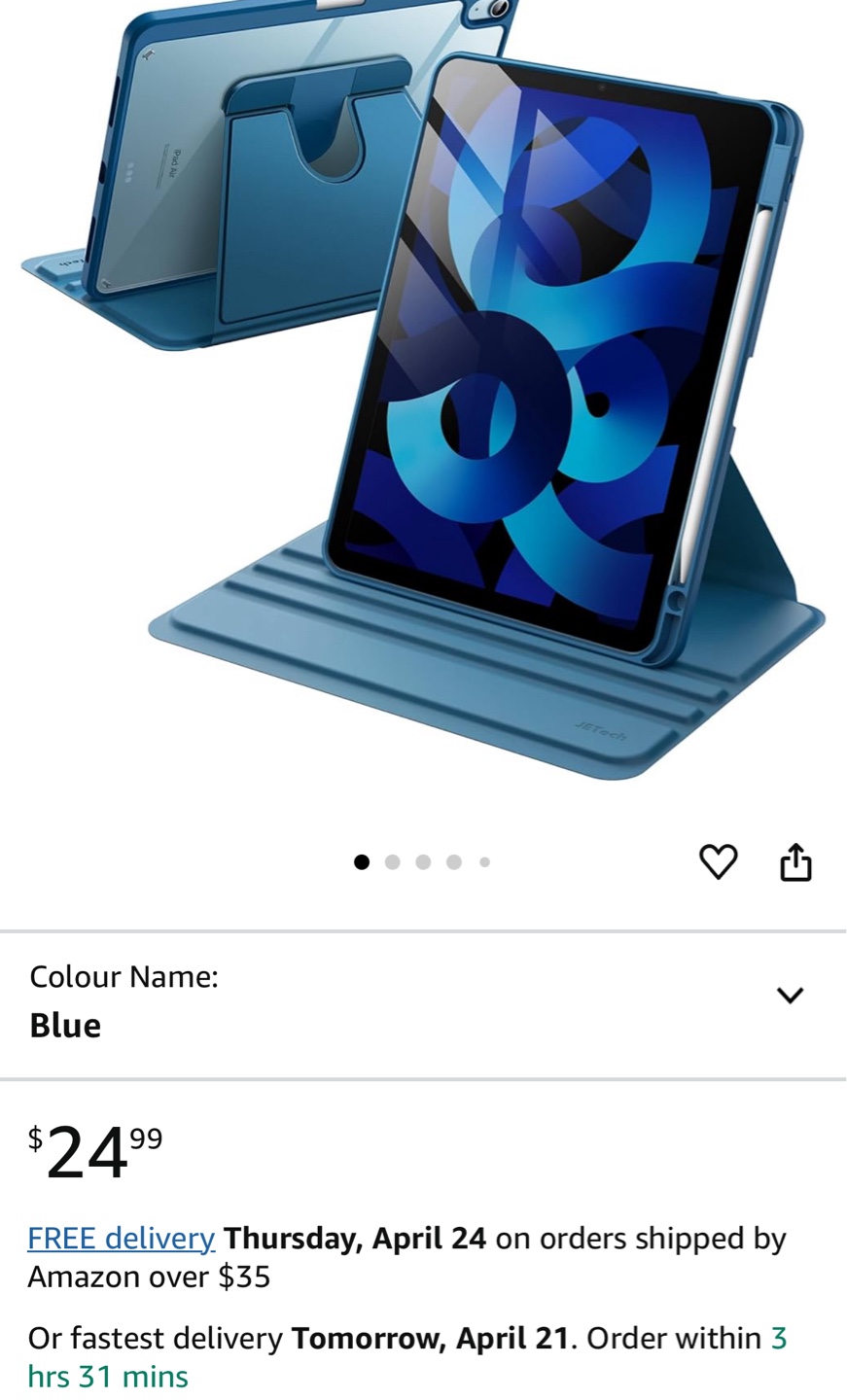 JETech Rotating Case for iPad Air 11-inch M3/M2
