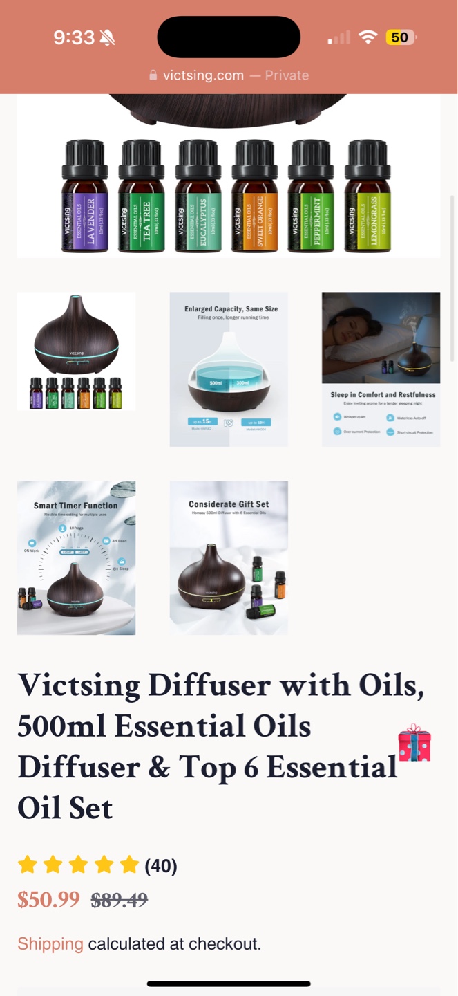 Victsing 500ml Essential Oil Diffuser with 6 Oils - photo 5