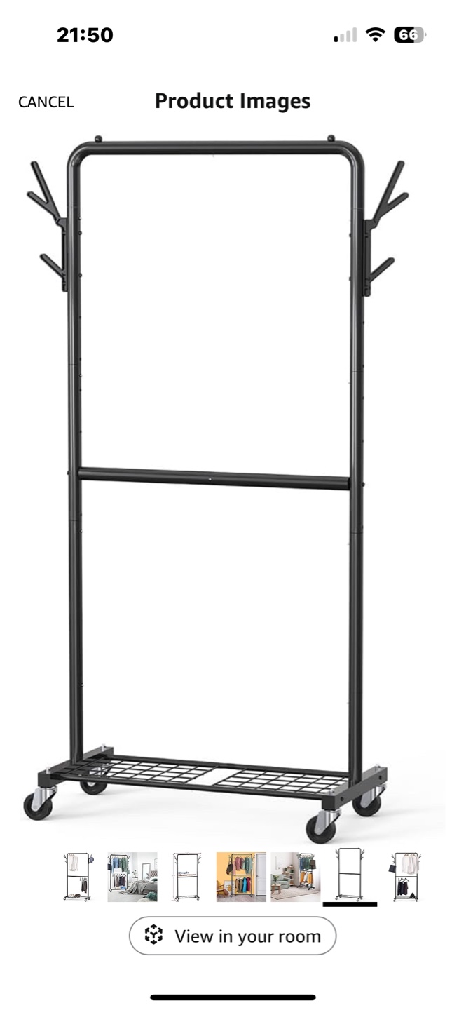 Simple Houseware Double Garment Rack on Wheels