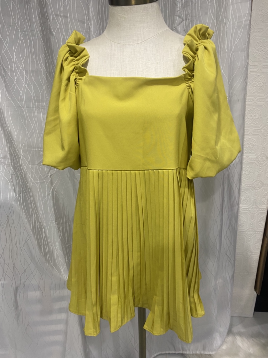Mustard Yellow Pleated Dress