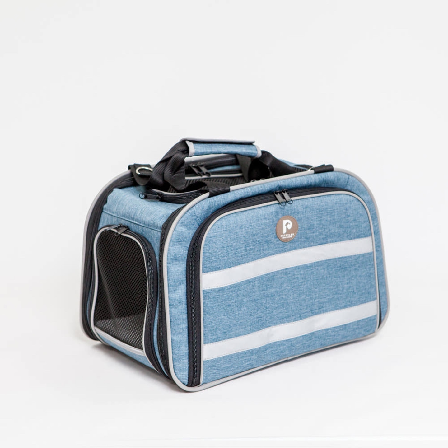 Pet carrier, blue and grey, excellent condition