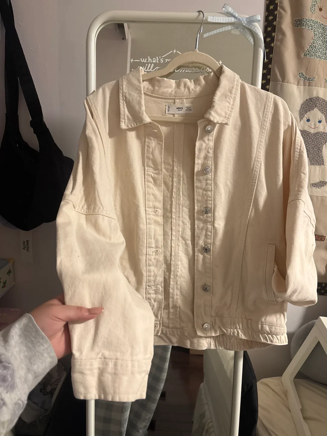 MANGO Cream-coloured Denim Jacket image indicator(2)