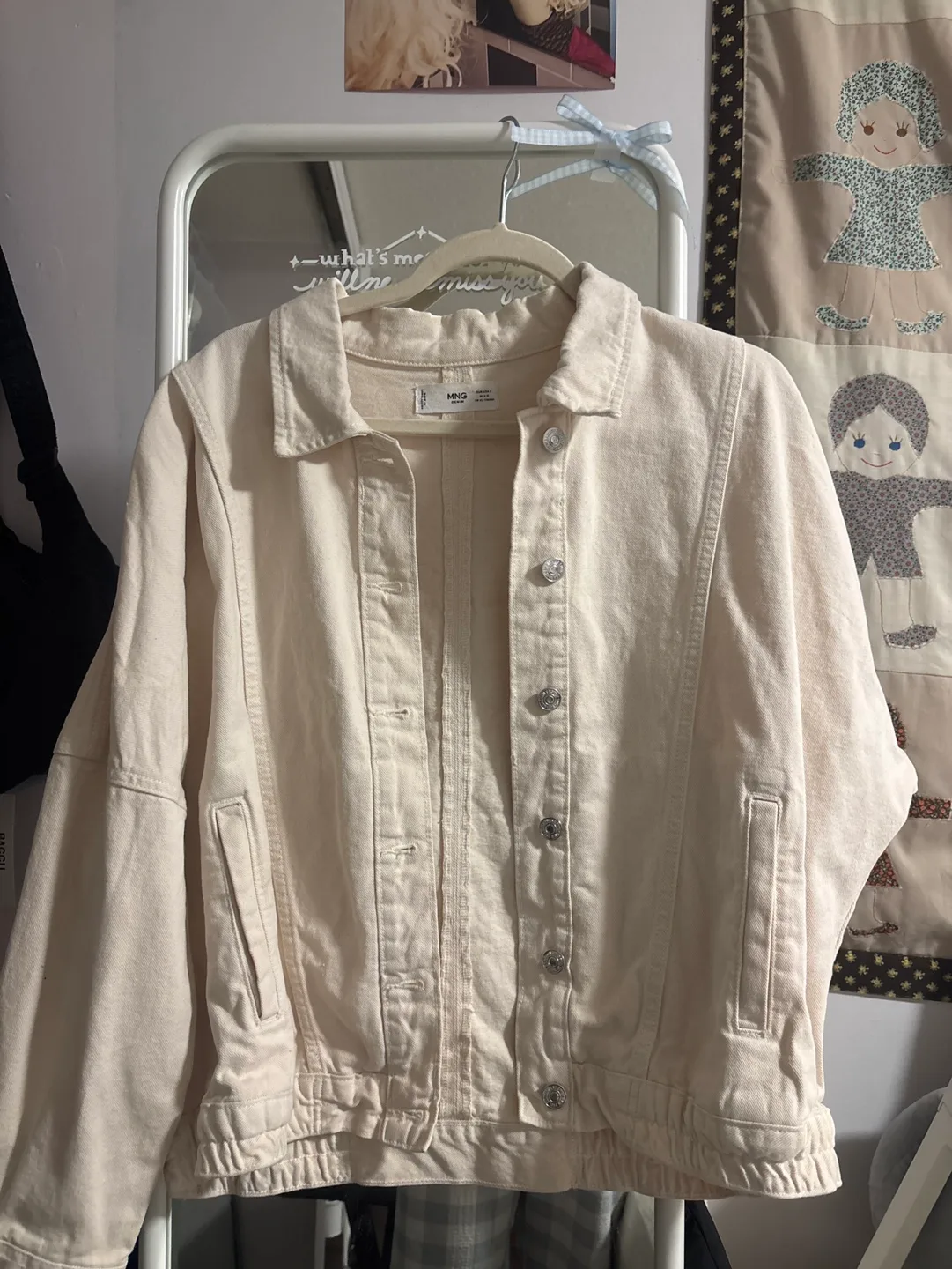 MANGO Cream-coloured Denim Jacket thumbnail