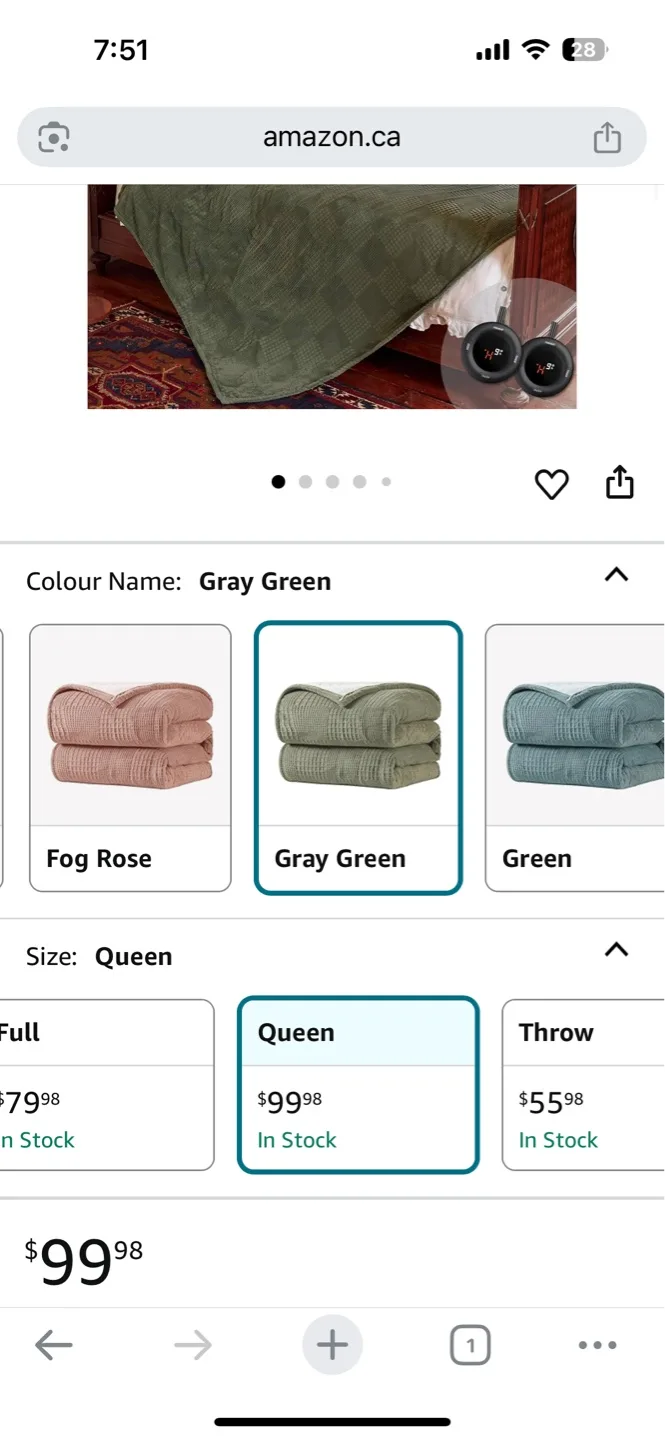 Texciting Electric Queen Heated Blanket - Gray Green image indicator(2)