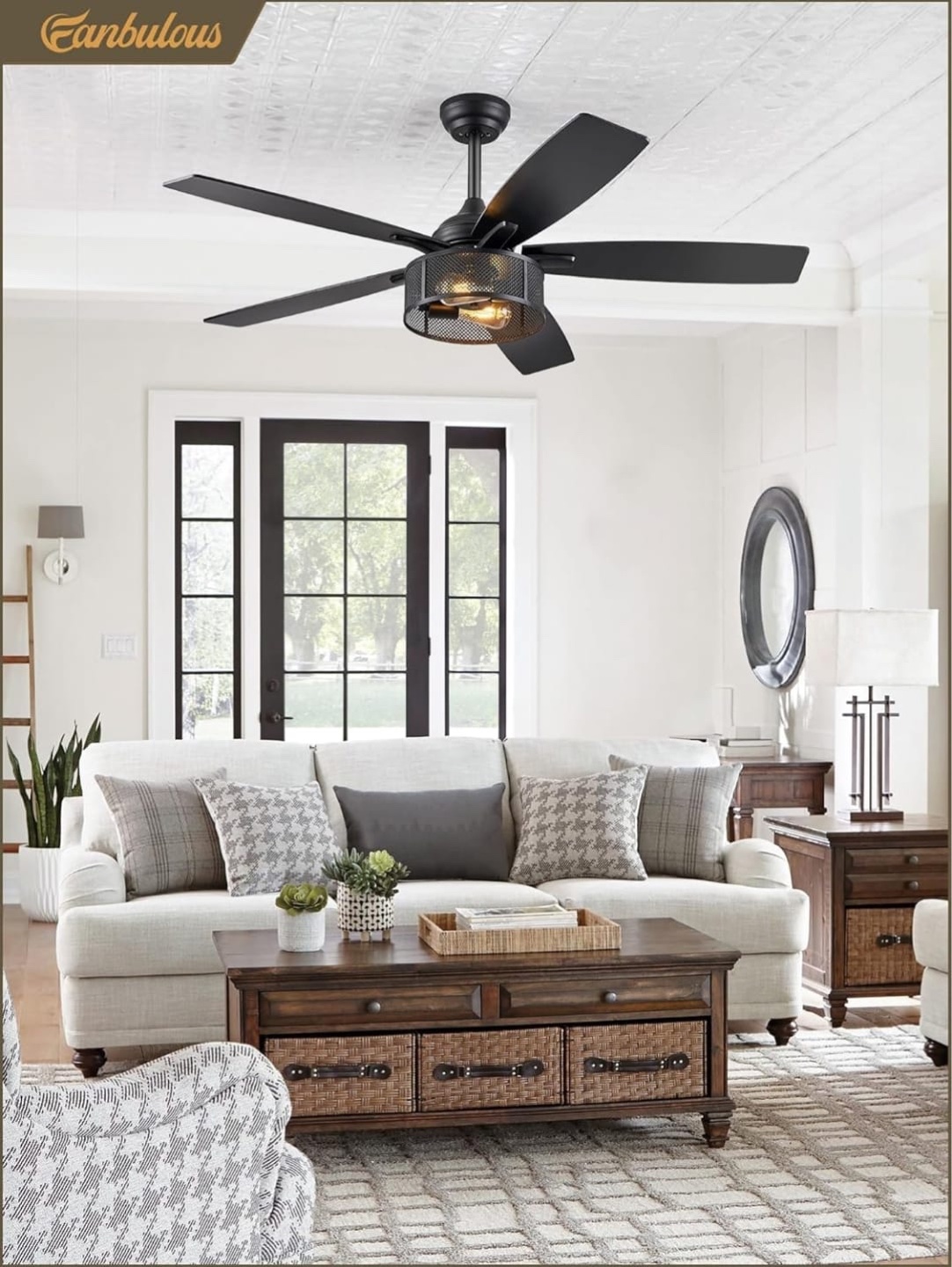 52" Industrial Farmhouse Ceiling Fan with Light Kit