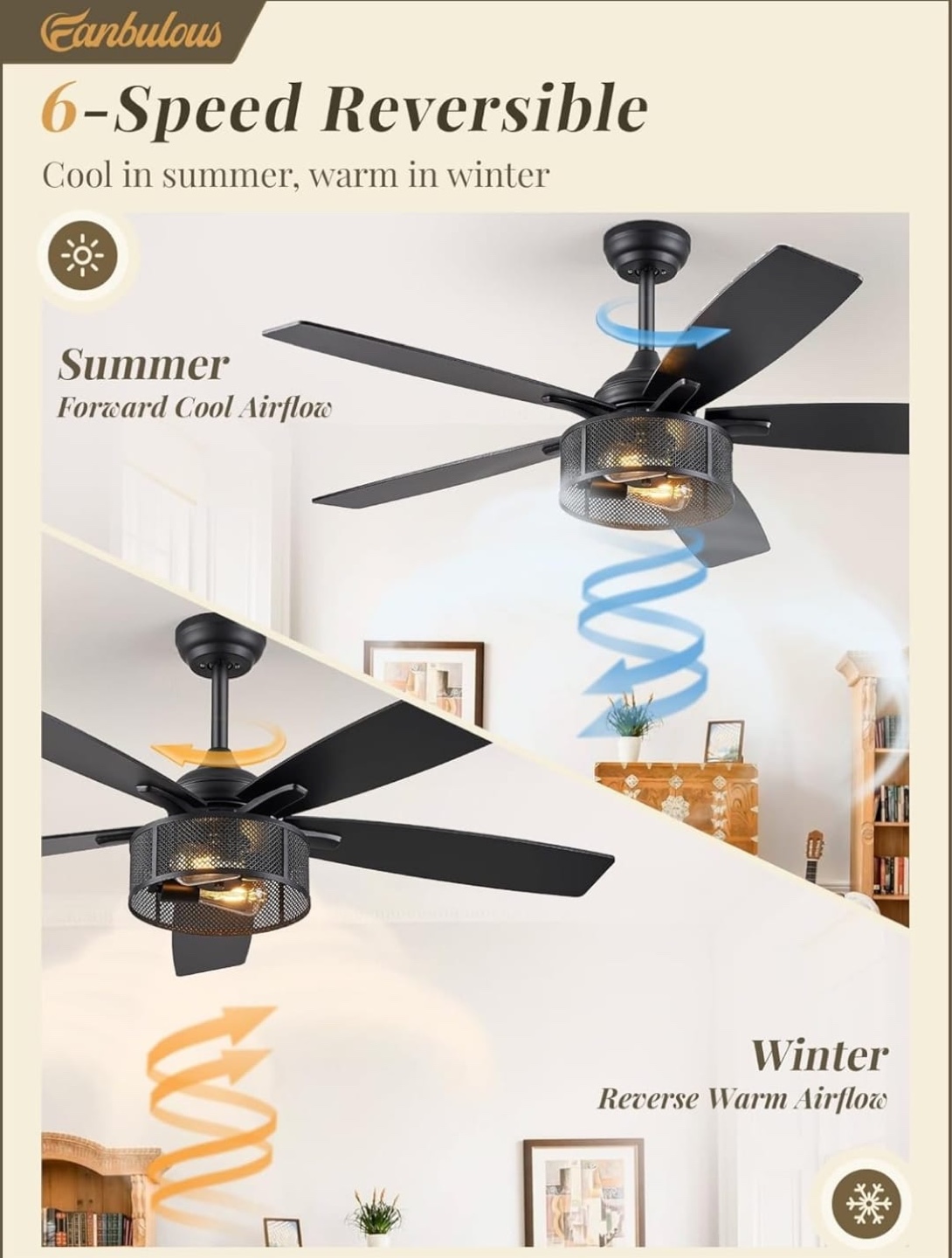 52" Industrial Farmhouse Ceiling Fan with Light Kit - photo 5
