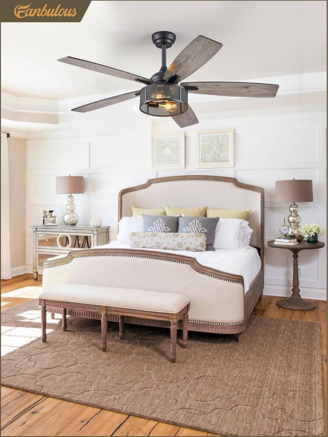 52" Industrial Farmhouse Ceiling Fan with Light Kit - photo 2