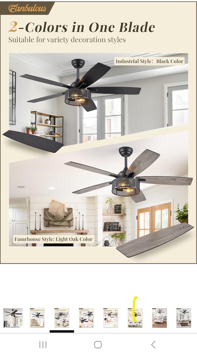 52" Industrial Farmhouse Ceiling Fan with Light Kit - photo 4