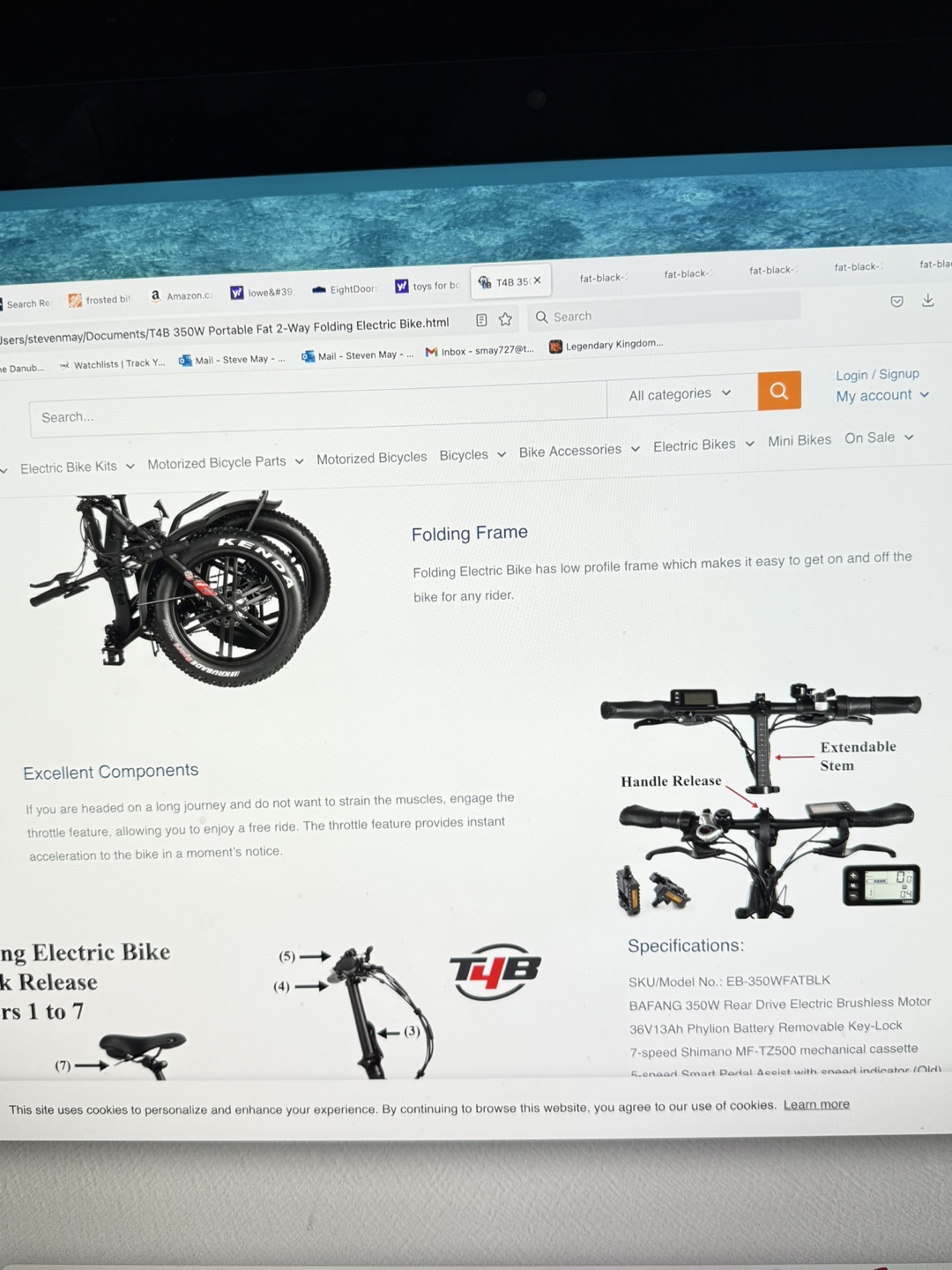 E-bike 34V 350w  Folding Fat Tire Electric Bike - photo 5
