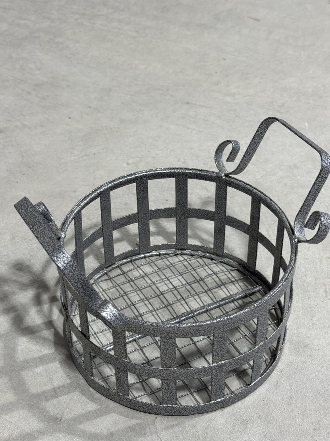 Grey Metal Wire Basket with Handles