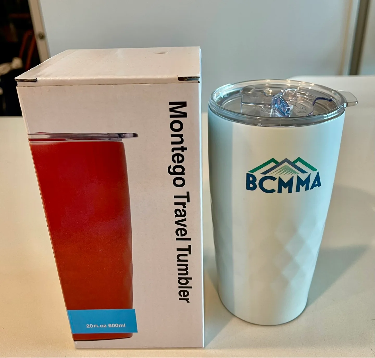 Montego Travel Tumbler 20 fl oz/600ml - White with BCMMA Logo thumbnail