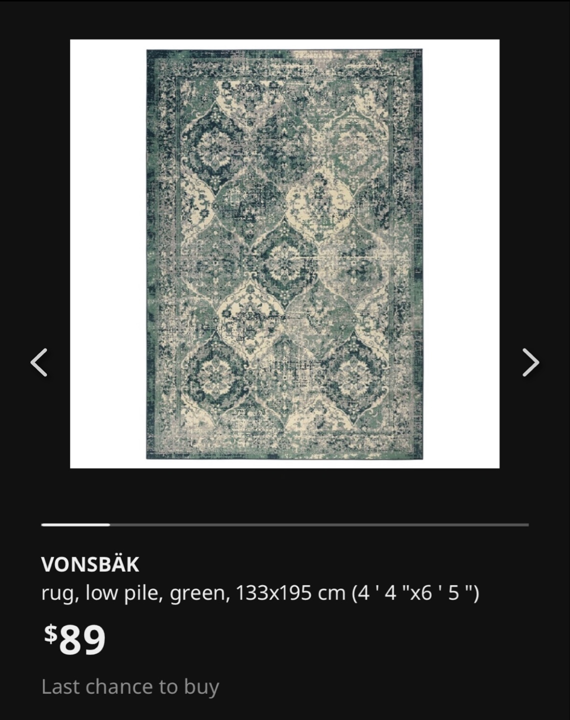 IKEA VONSBÄK Rug - Green Low Pile - 4' x 6' - photo 5