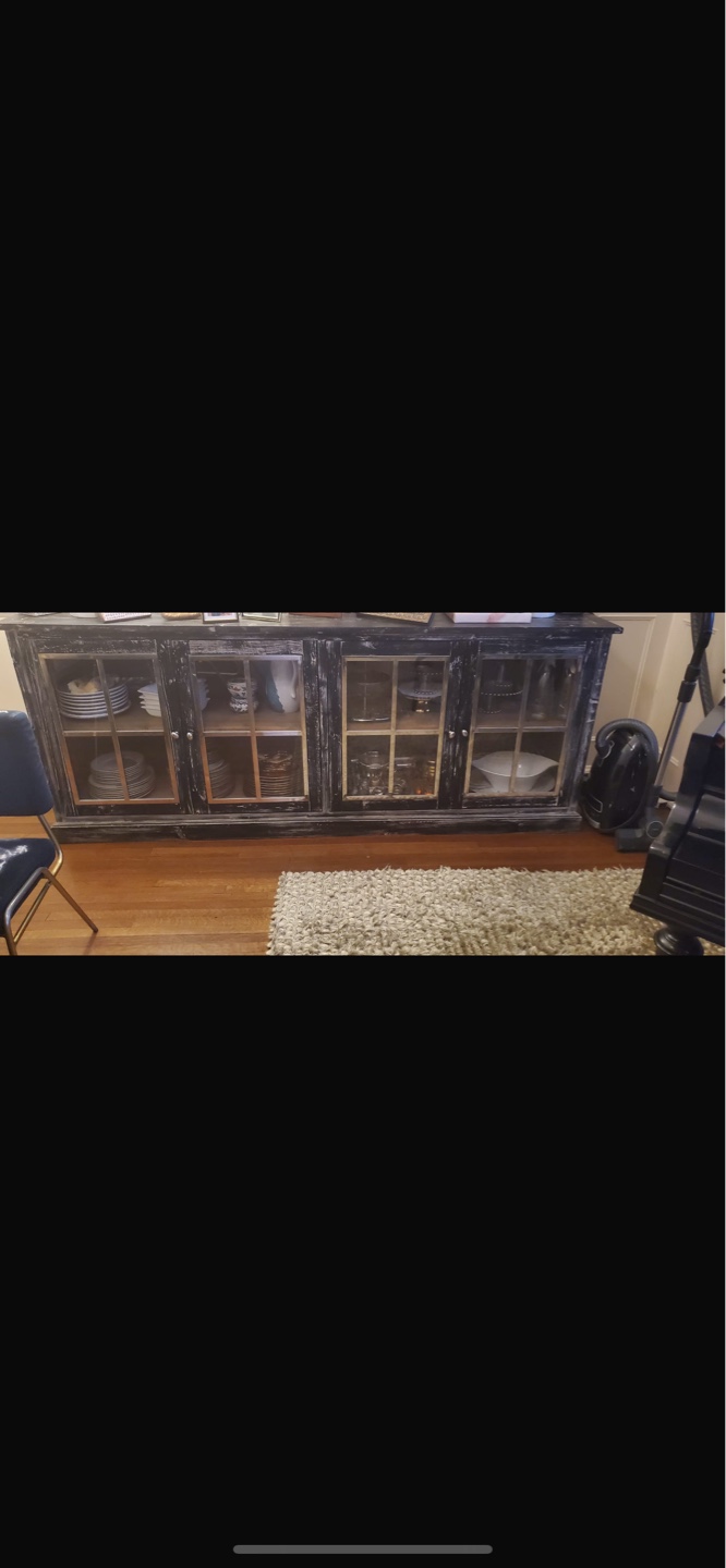 WILL ACCEPT BEST OFFER! Black Distressed Wooden Display Cabinet