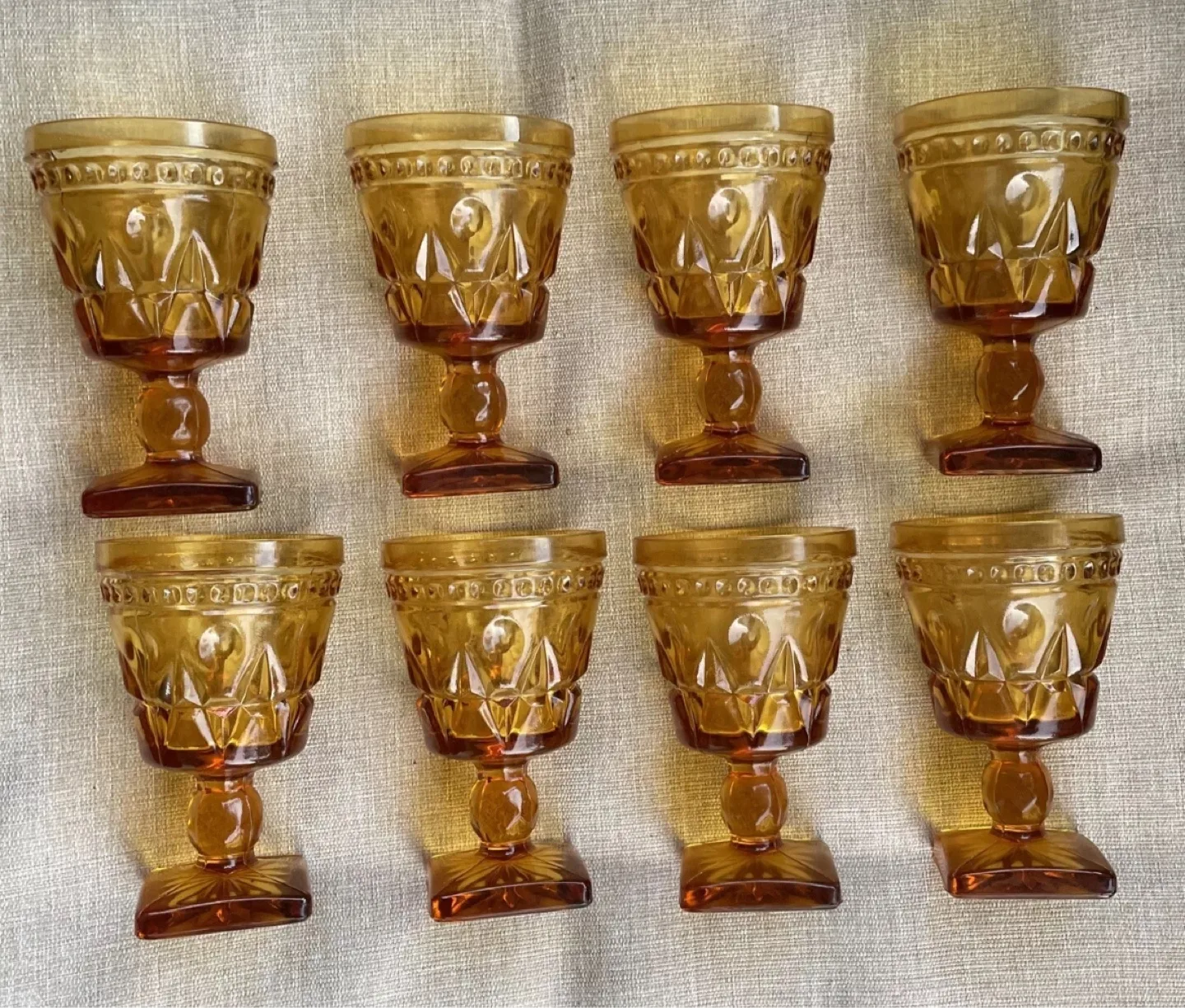 Indiana Glass Vintage Amber Glass Goblets - Set of Eight thumbnail