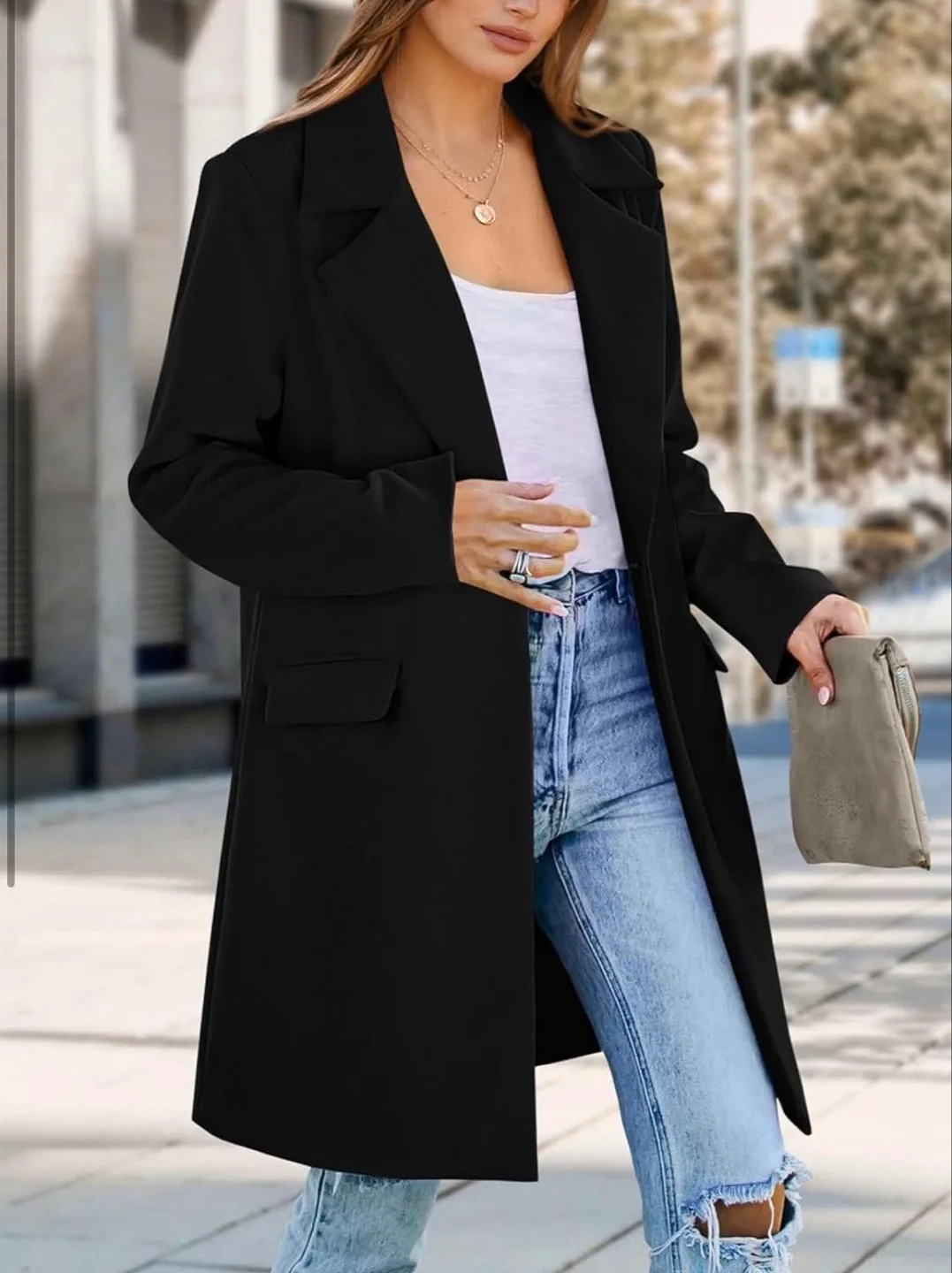 NEW! PRETTYGARDEN Size L Long Blazer Jacket thumbnail