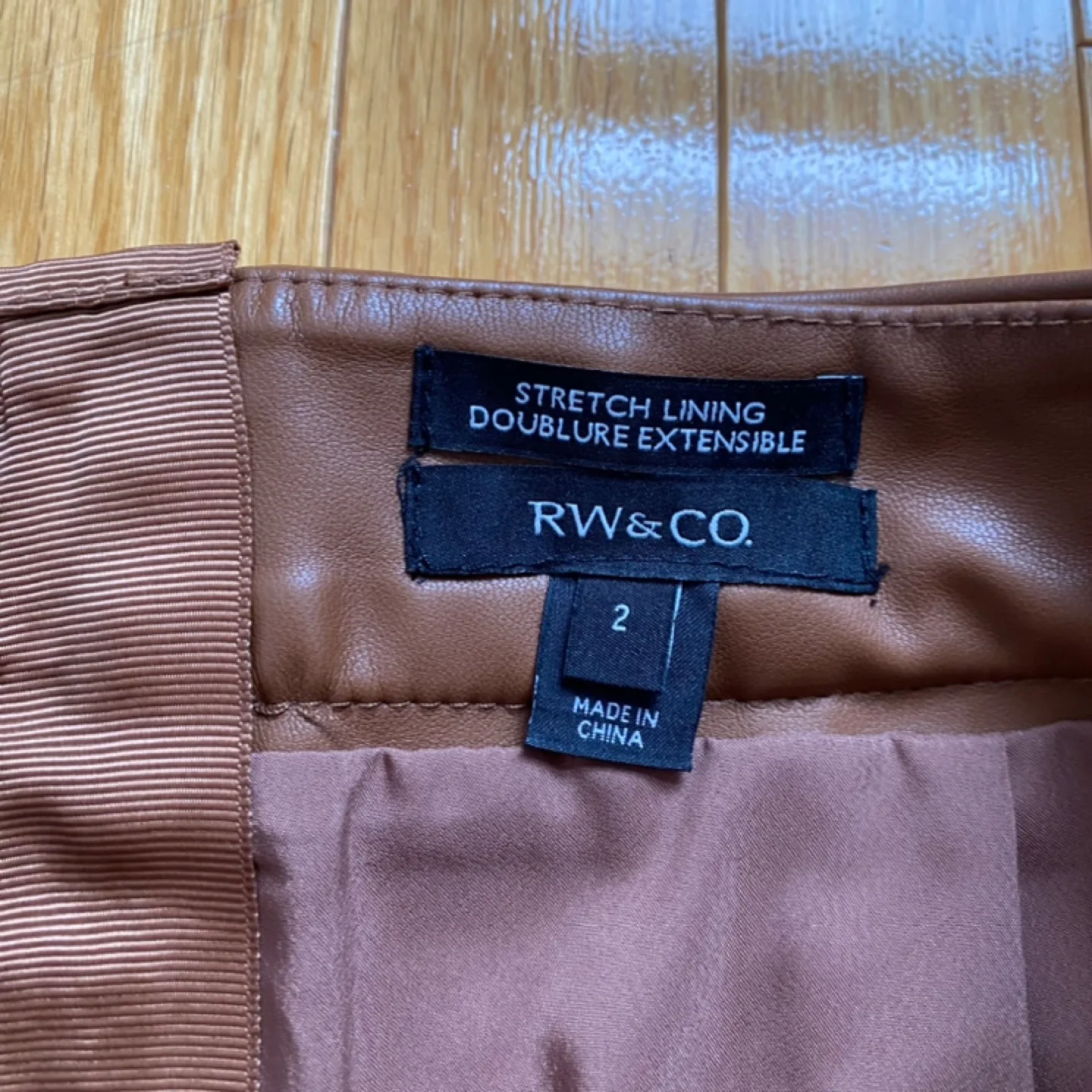 RW&CO. Brown Faux Leather Mini Skirt - Size 2 image indicator(2)