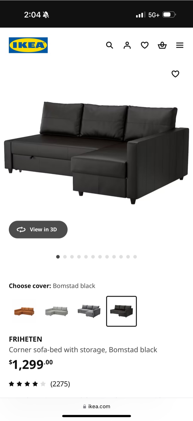 Black IKEA pull out couch - photo 4
