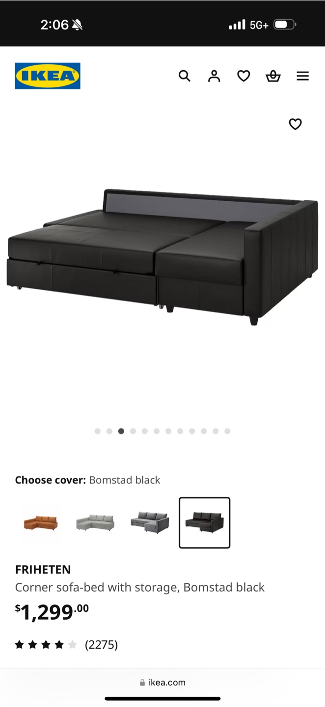 Black IKEA pull out couch - photo 3