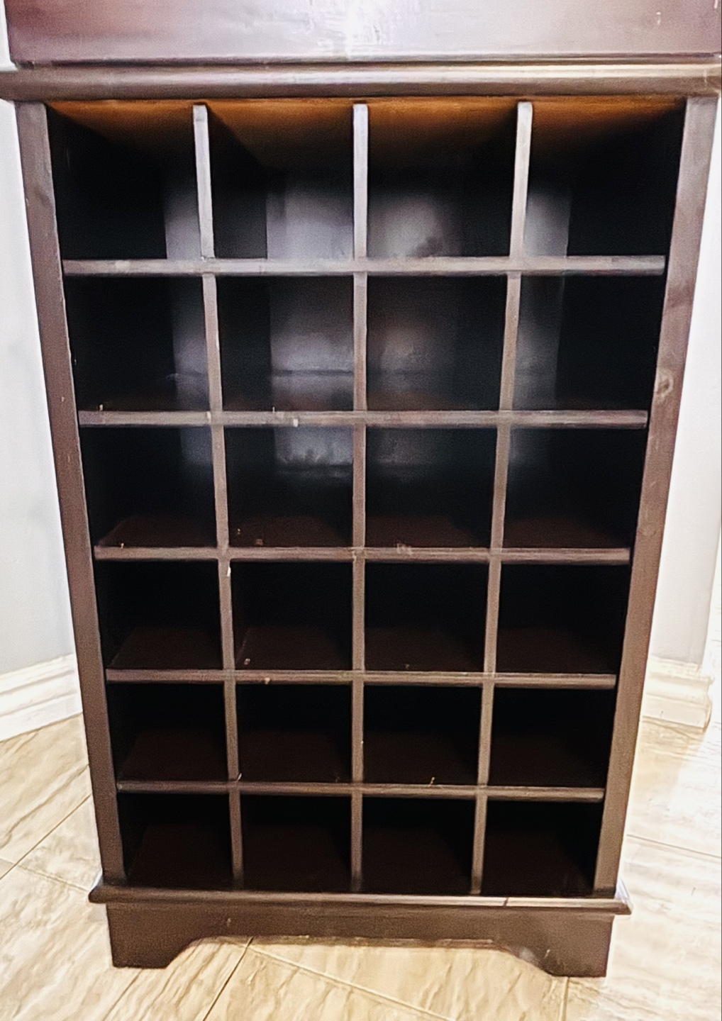 Dark Brown Wooden Wine Rack with Shelves and Drawer - photo 4