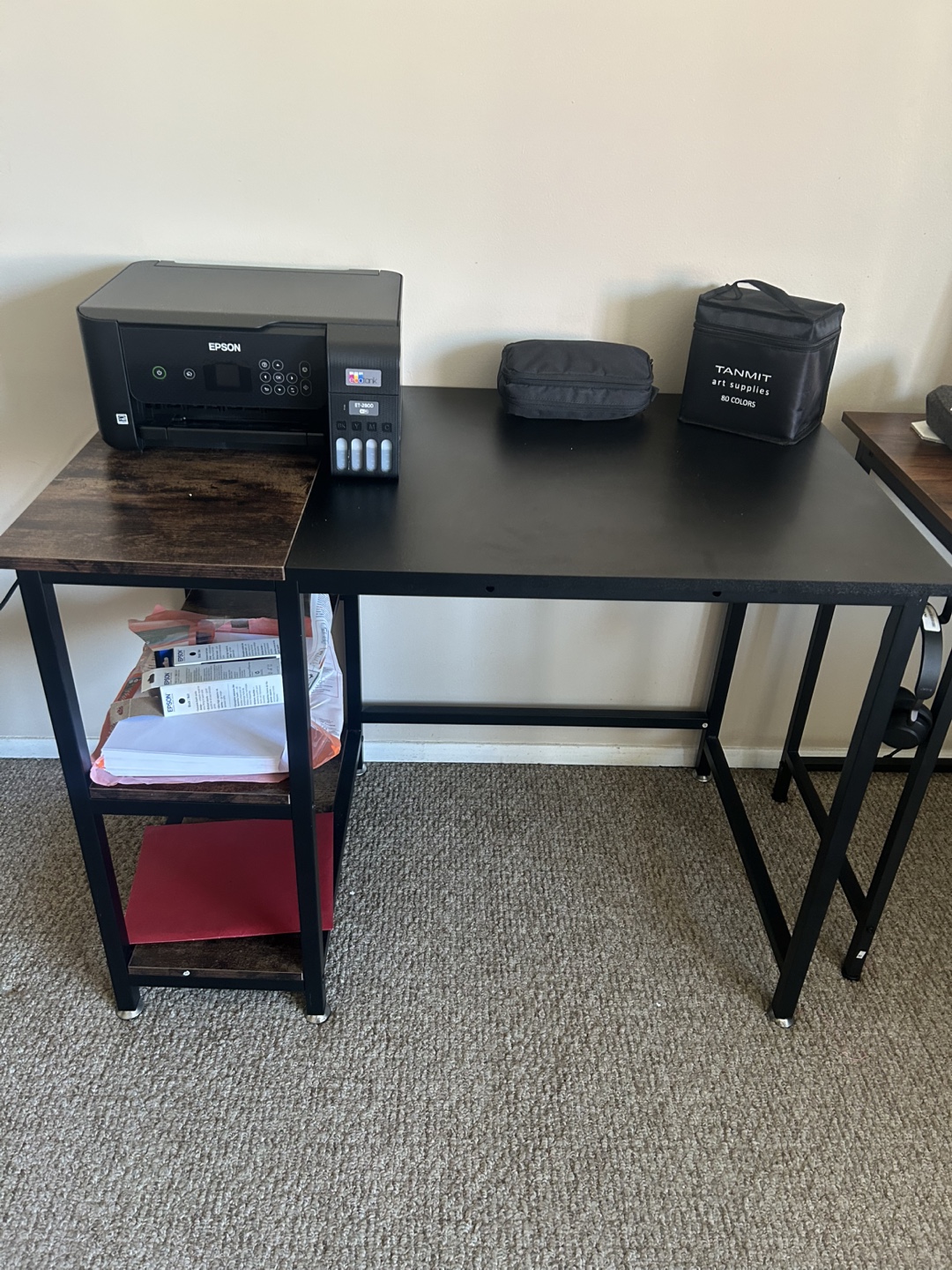 Black Computer Desk with Side Shelf - photo 2