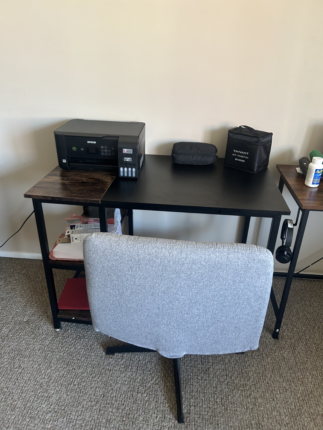 Black Computer Desk with Side Shelf - photo 3
