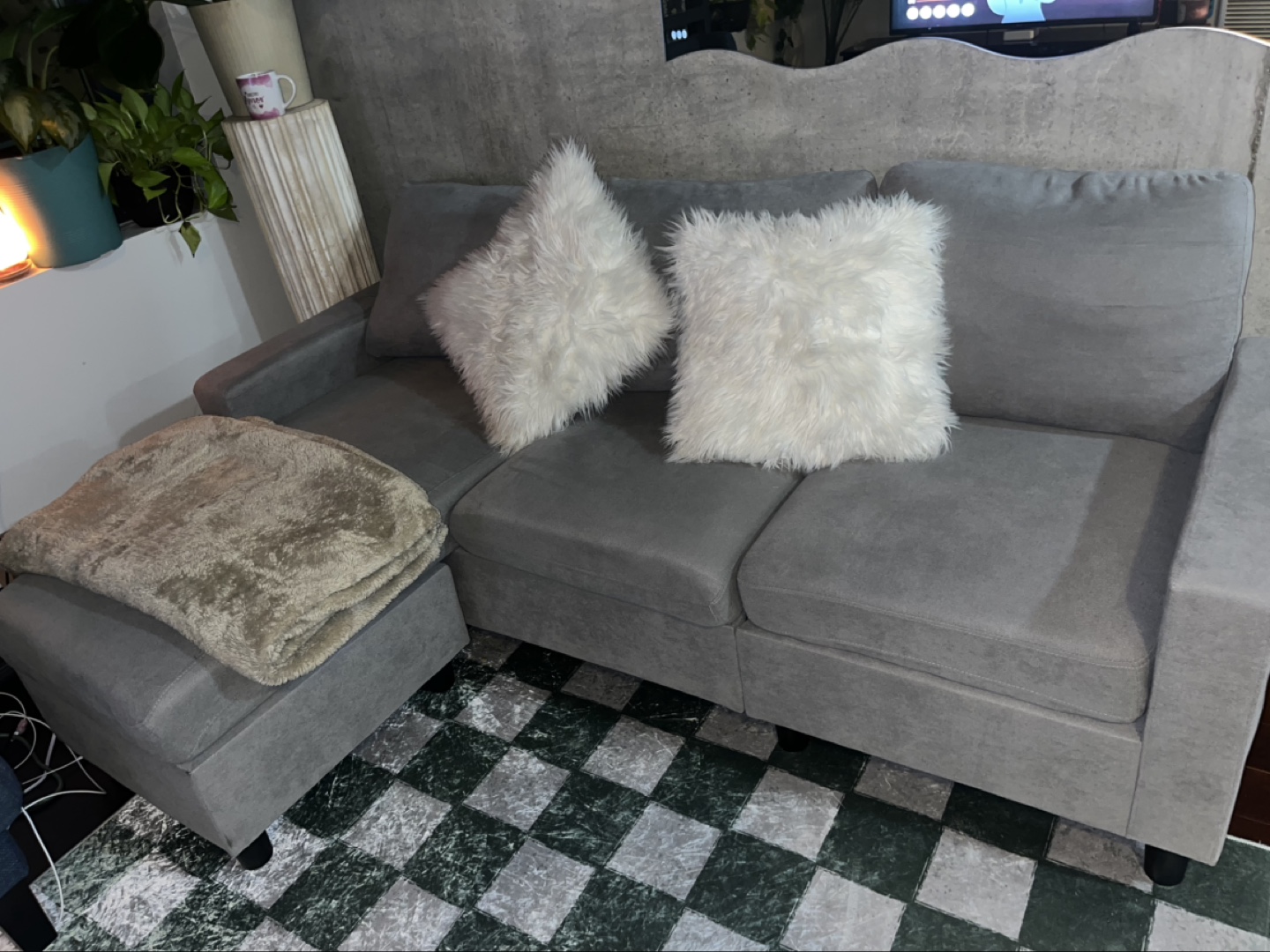 Gray Sectional Sofa with Ottoman - photo 2