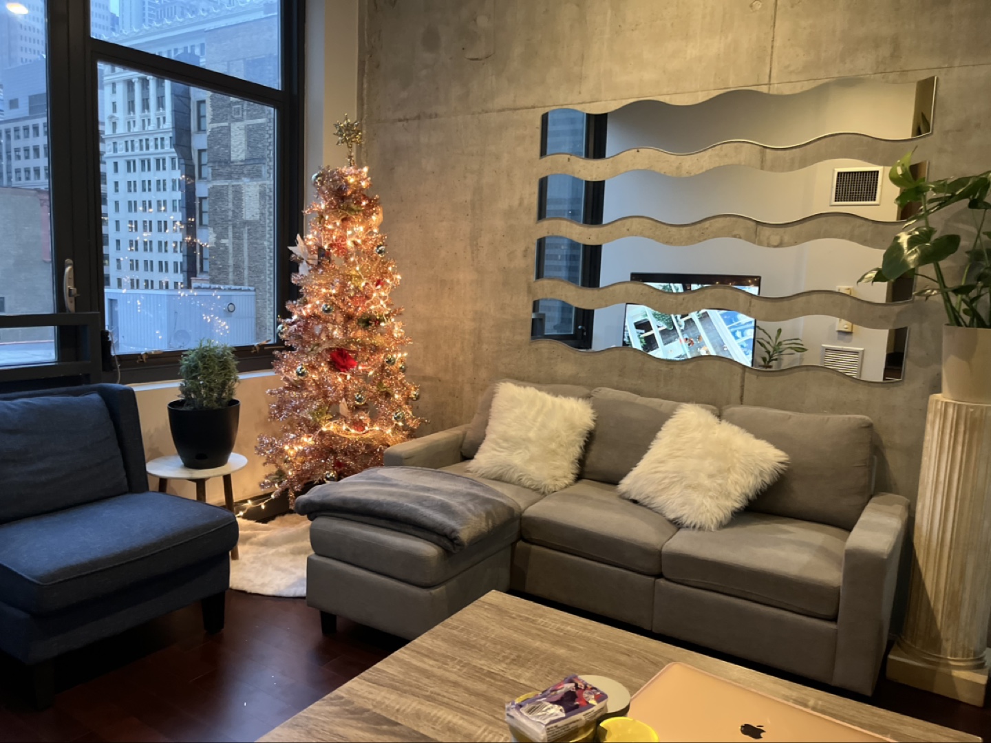 Gray Sectional Sofa with Ottoman