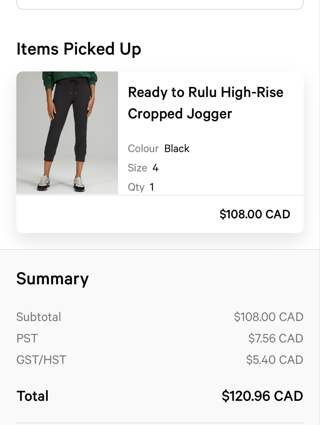 Lululemon Ready to Rulu High-Rise Cropped Joggers - Size 4