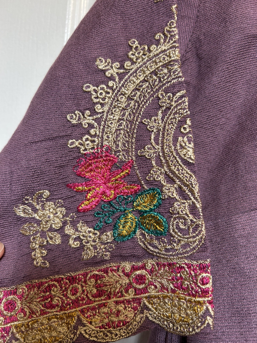 Girls' embroidered purple flared dress - photo 2