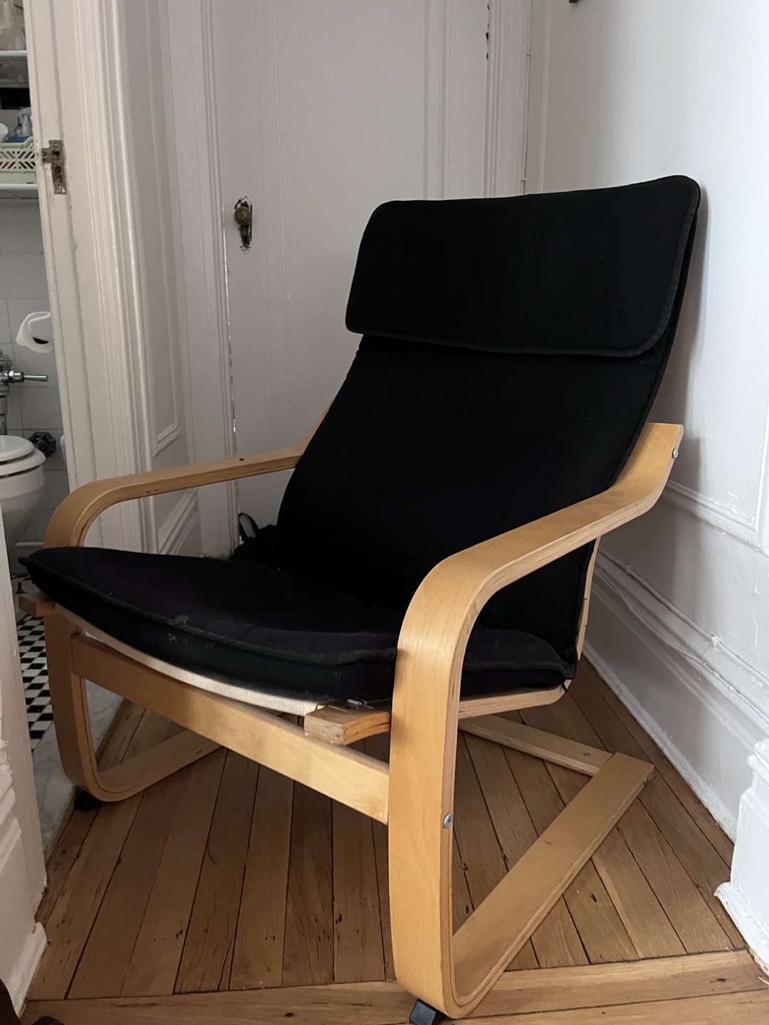 IKEA STRANDMON Wing Chair with Black Cushion