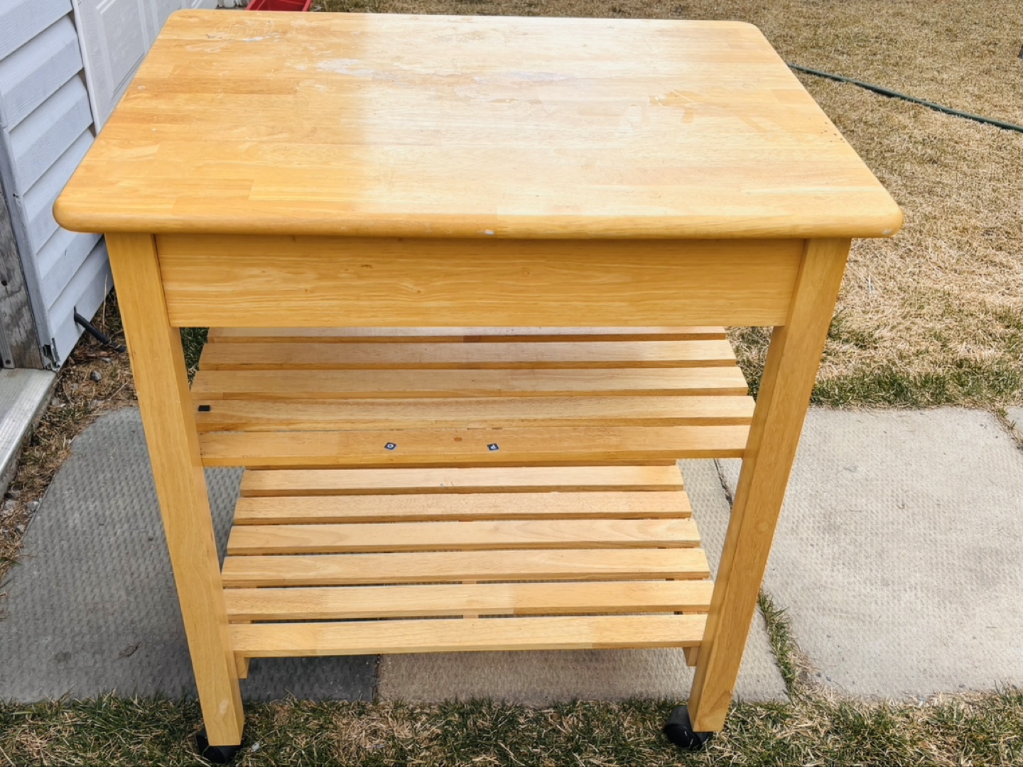 Wooden Kitchen Cart with Drawer and Shelves - photo 2