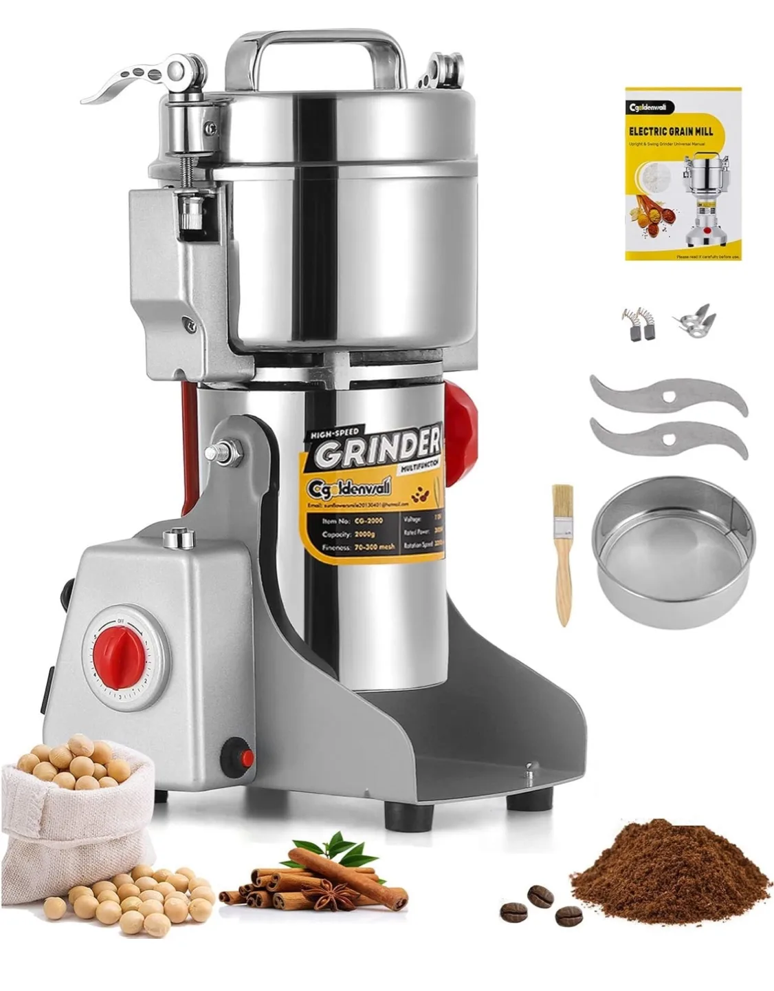 Cg Idenwall 270° Swing Electric Grain Mill Grinder thumbnail