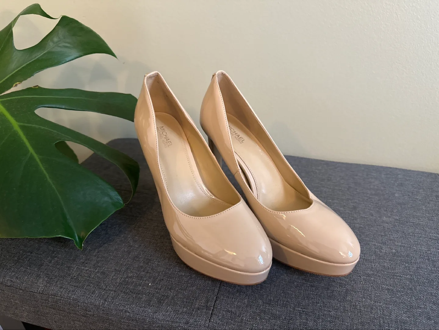 Michael Kors Nude Patent Leather Platform Heels thumbnail