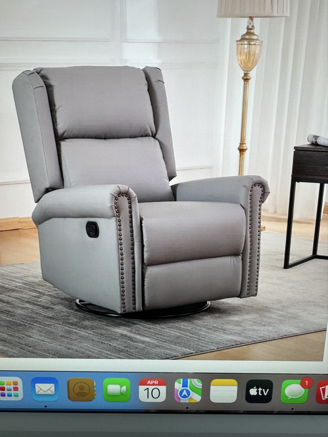 Grey Swivel Recliner Chair