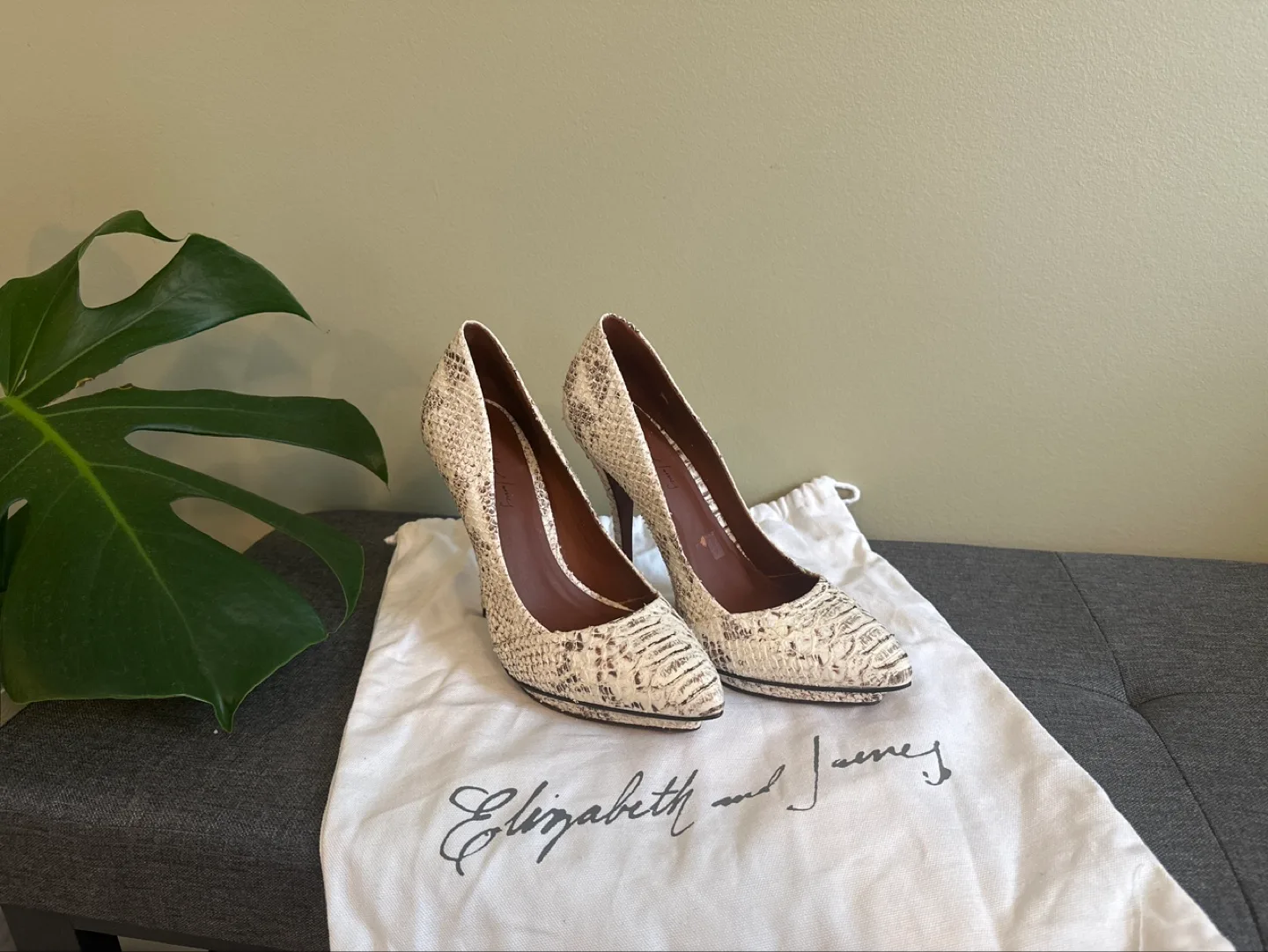 Elizabeth and James Snakeskin Heels thumbnail