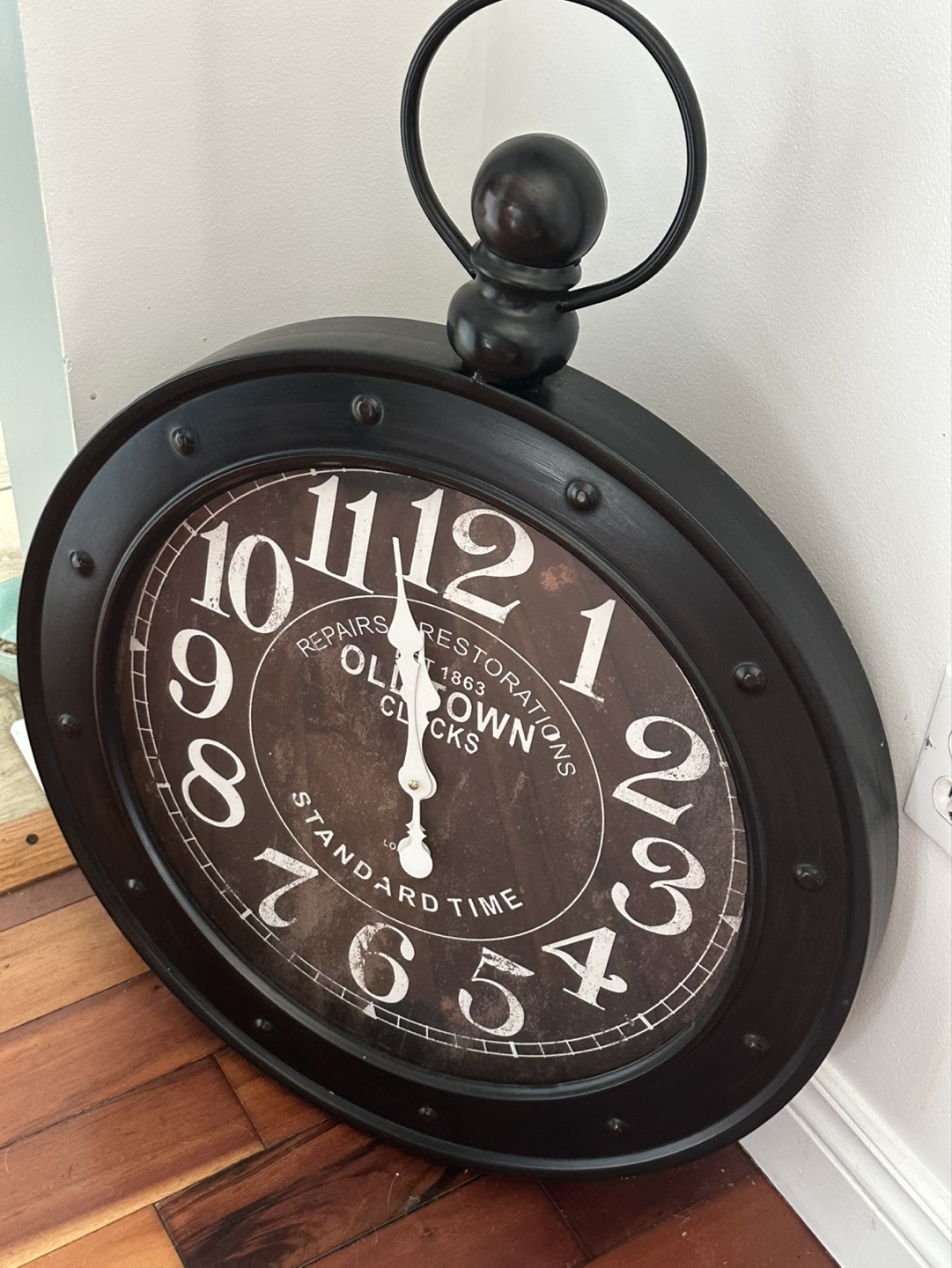 Large Black Metal Wall Clock - photo 2