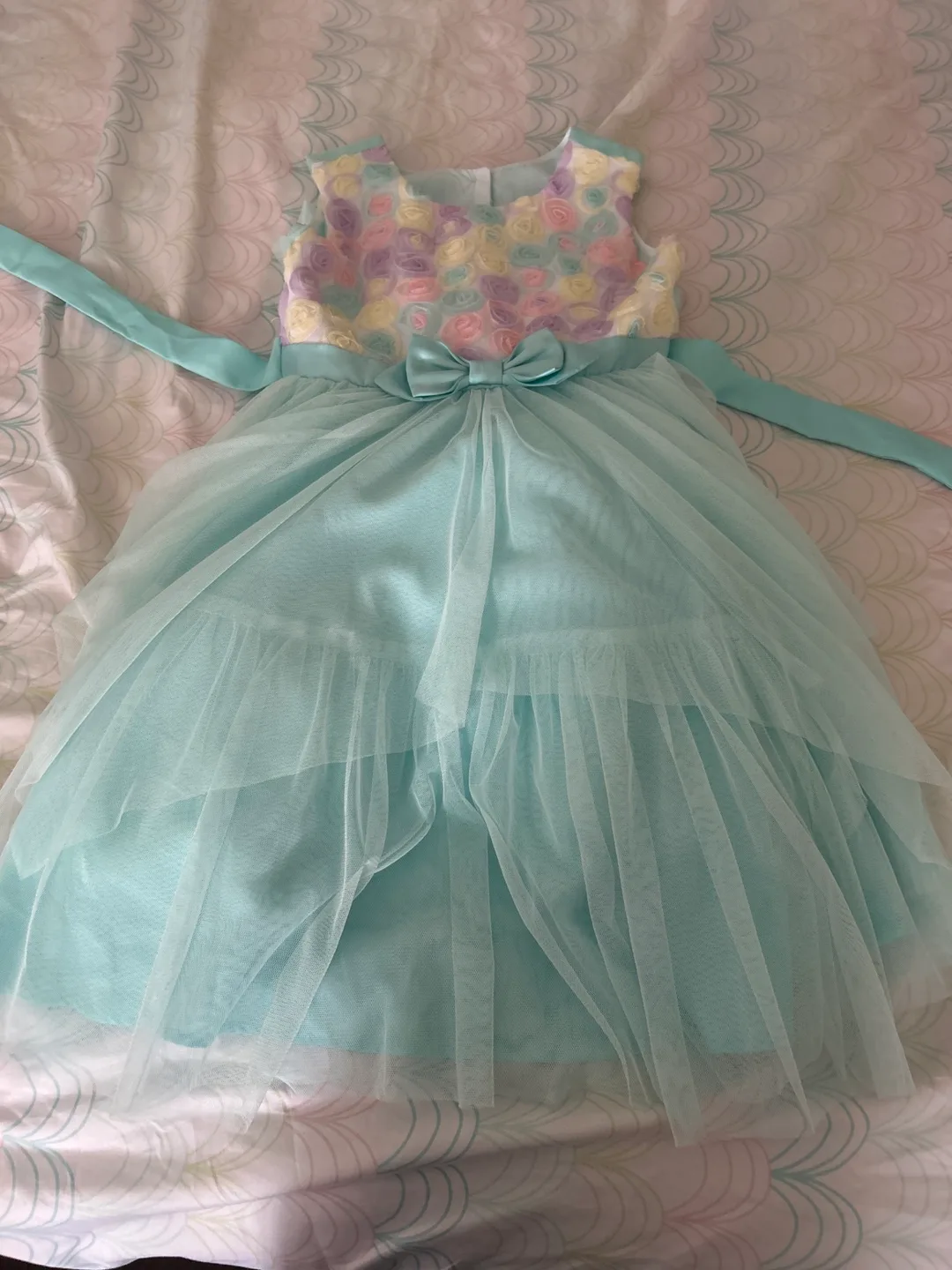 Girls Mint Green Flower Girl Dress Size  7 thumbnail