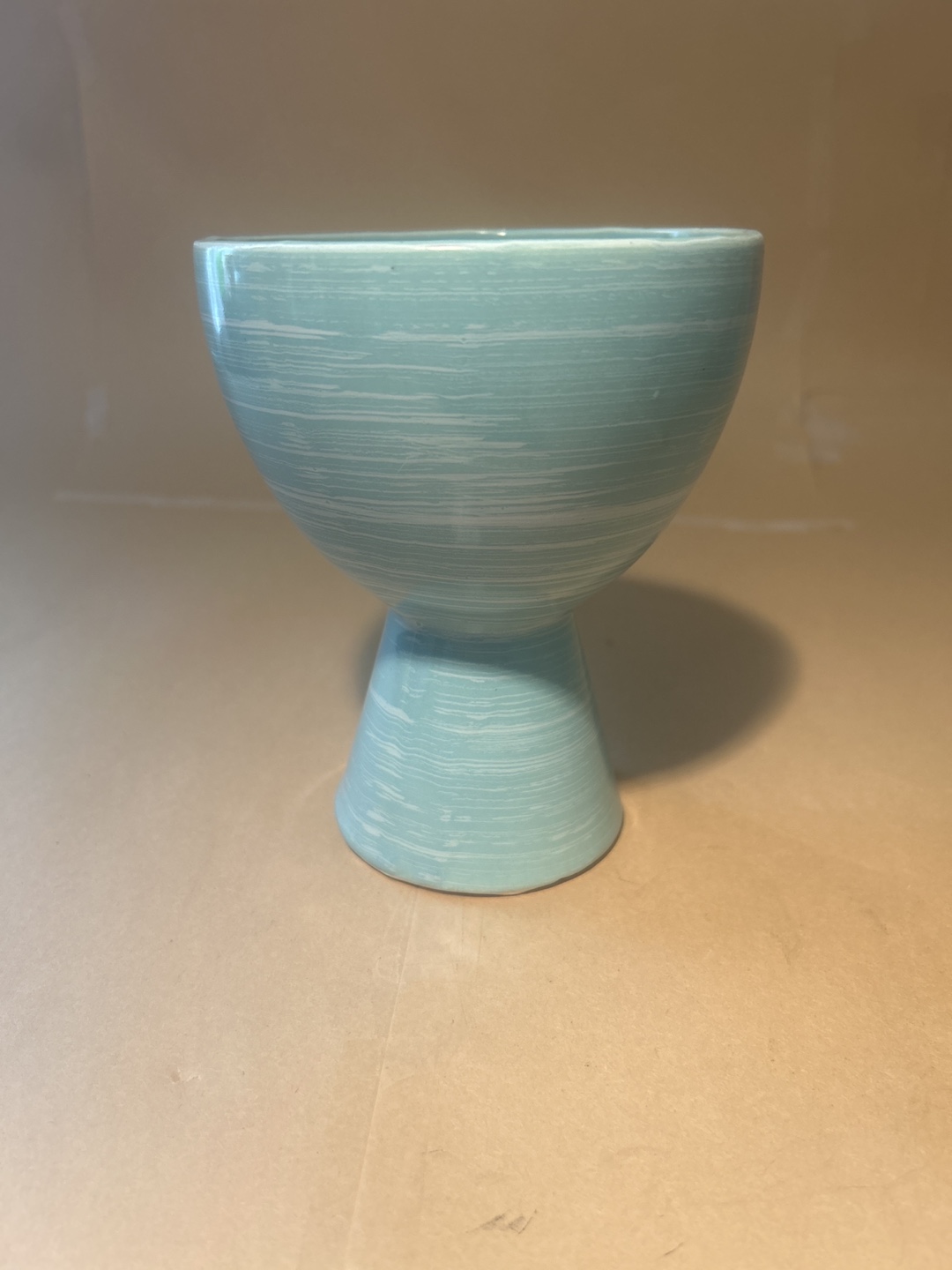 Vintage McCoy Blue and White Pedestal Bowl
