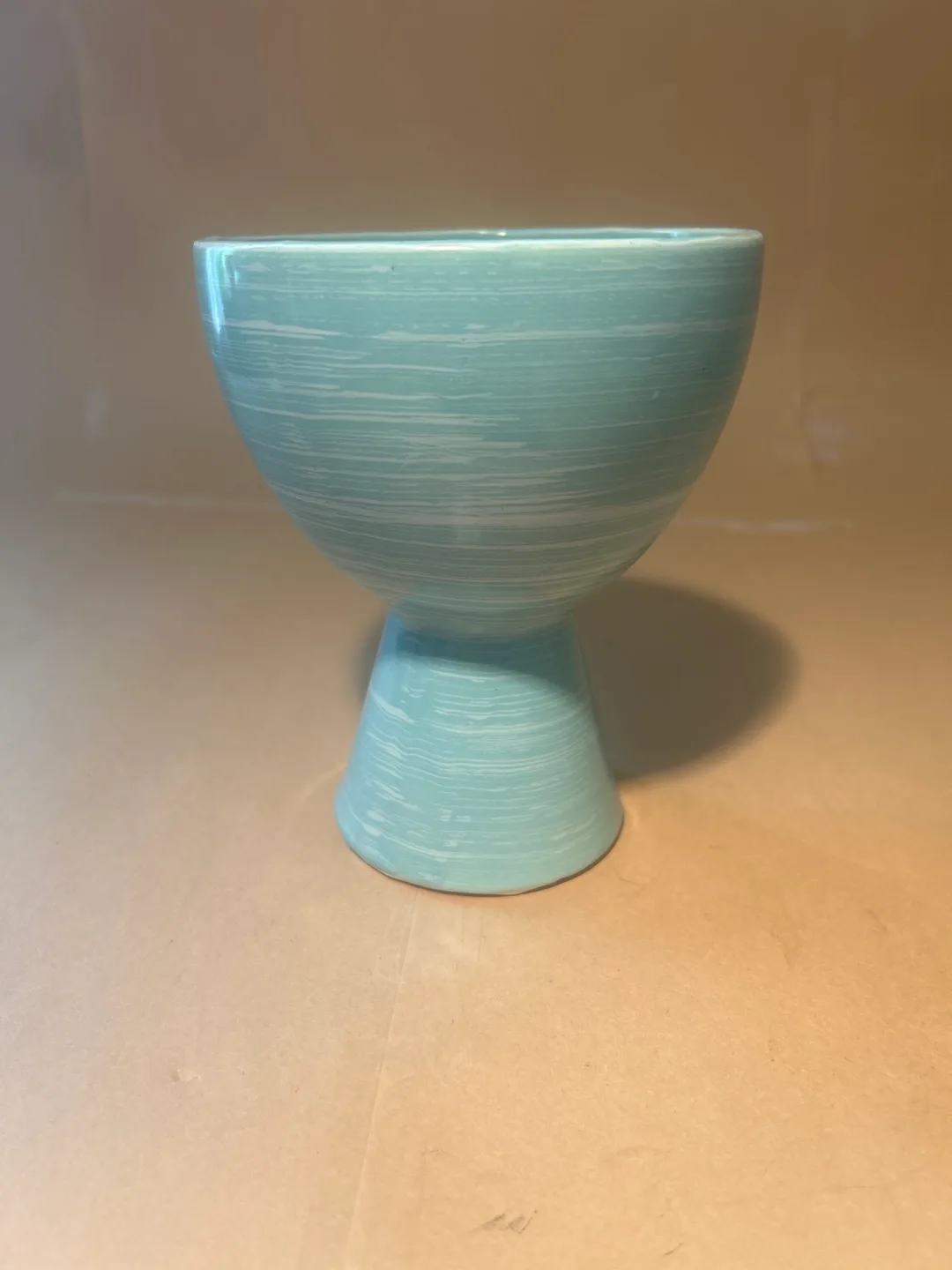 Vintage McCoy Blue and White Pedestal Bowl thumbnail