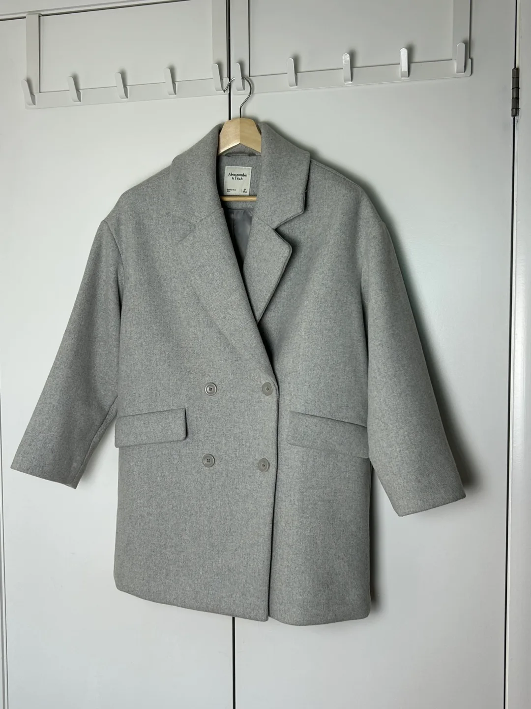 Abercrombie & Fitch Grey Double-Breasted Coat thumbnail