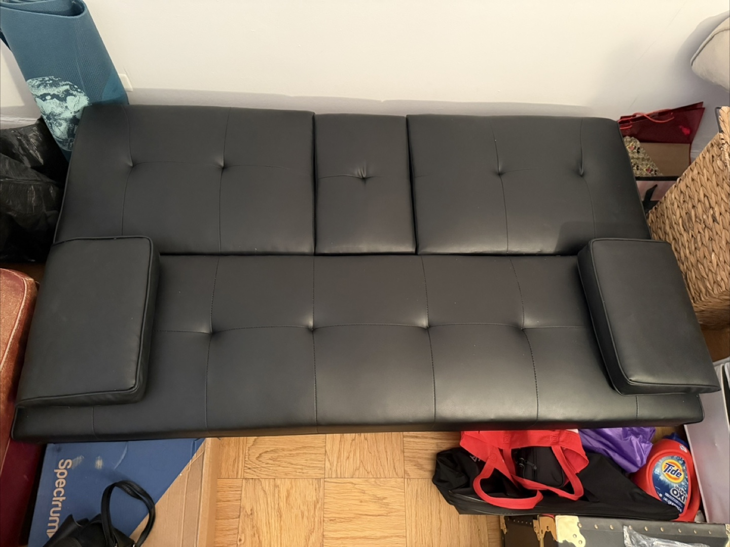Black Futon Sofa Bed with Cup Holders - photo 4