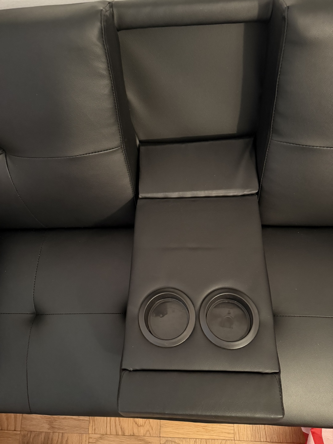 Black Futon Sofa Bed with Cup Holders - photo 3