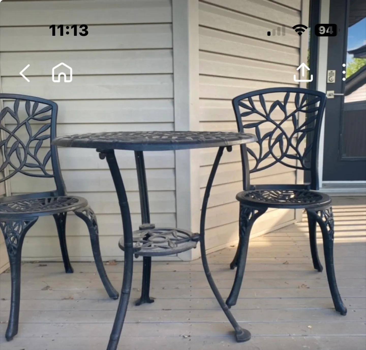 Black Metal Patio Set - Table and Two Chairs image indicator(2)