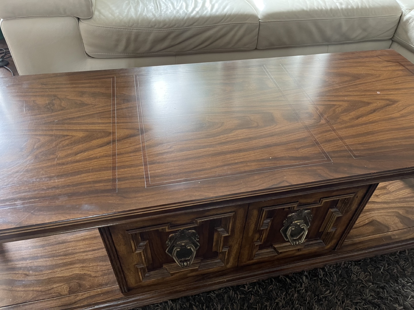 Vintage Wood Coffee Table with Storage - photo 2
