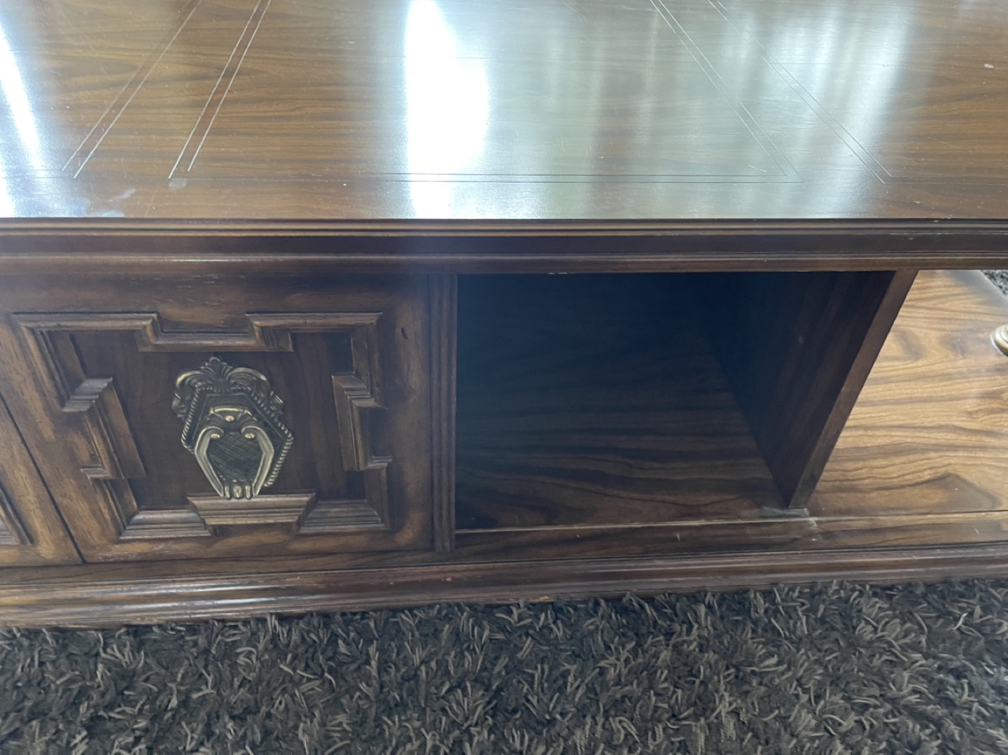 Vintage Wood Coffee Table with Storage - photo 4