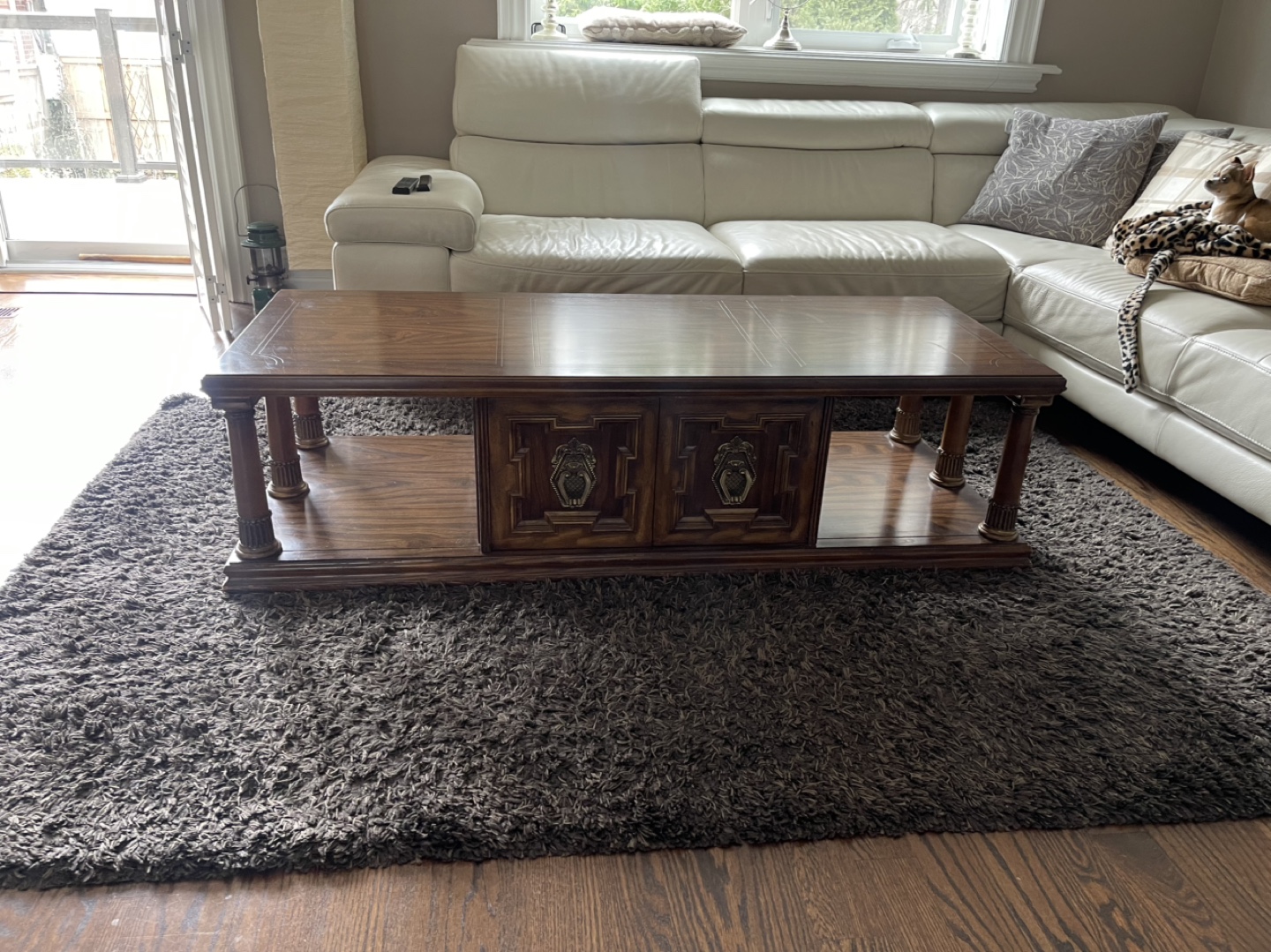 Vintage Wood Coffee Table with Storage